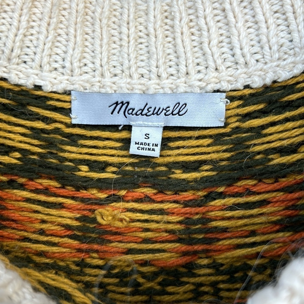 Madewell Fair Isle Pullover Sweater Vintage Inspired Alpaca Blend Sz Small - Picture 3 of 6